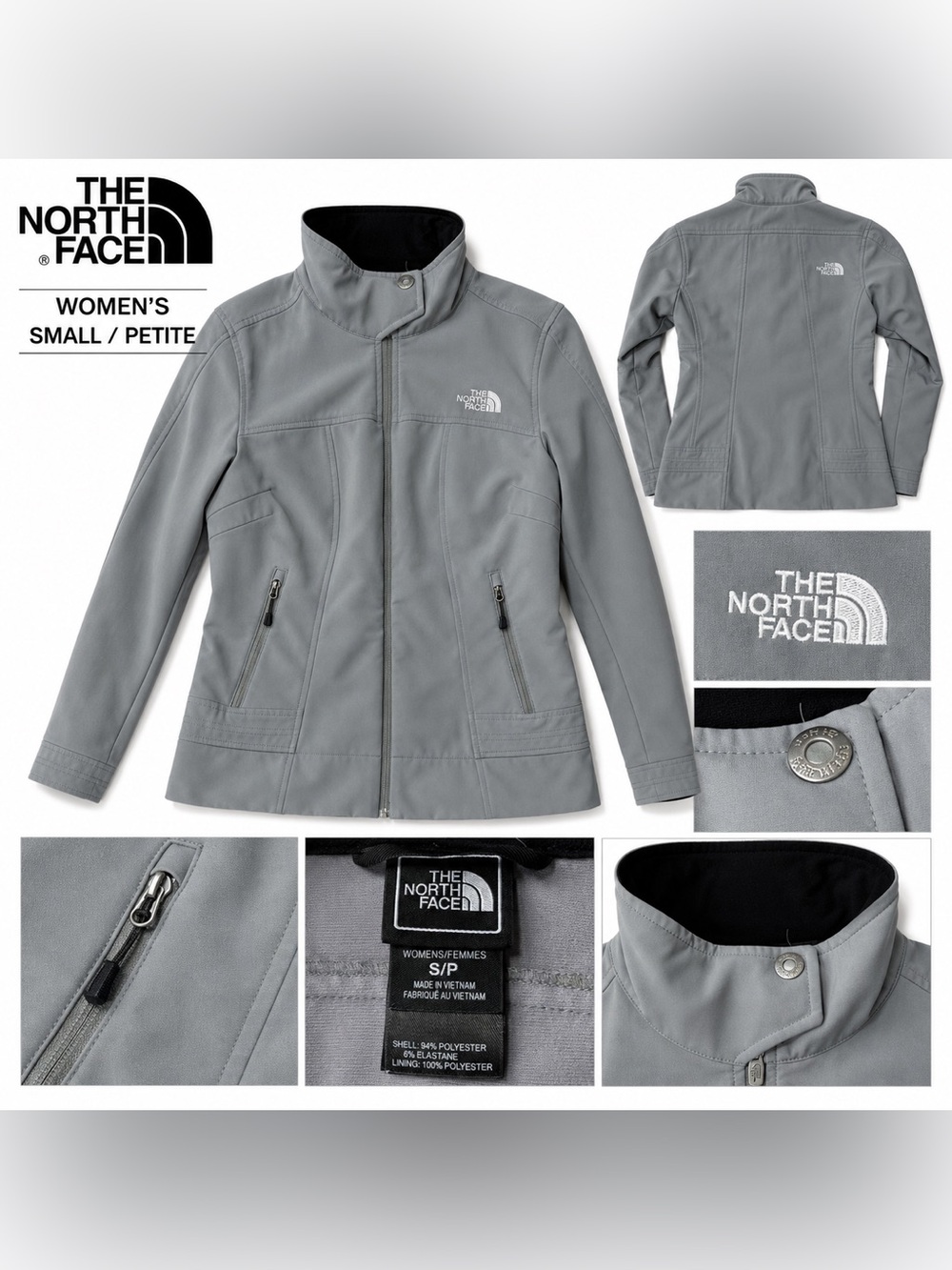The North Face Women’s Gray Softshell Jacket Small Full Zip Stretch